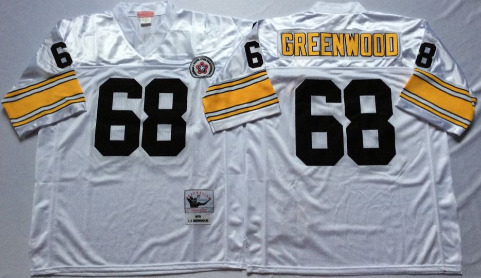 Men NFL Pittsburgh Steelers 68 Greenwood white Mitchell Ness jerseys